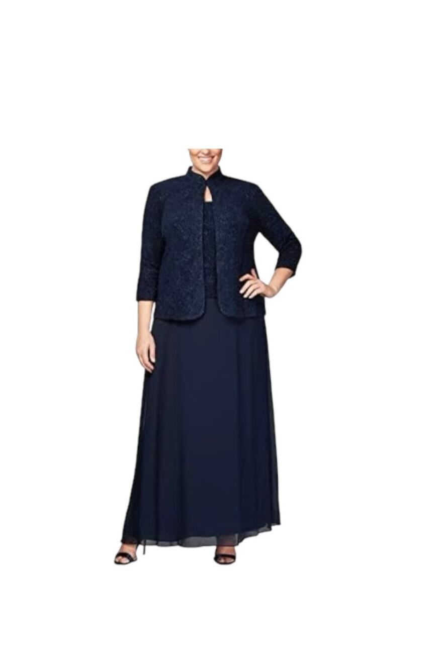 NWT Alex Evenings Women's Dress with Neckline Jacket Size 20W